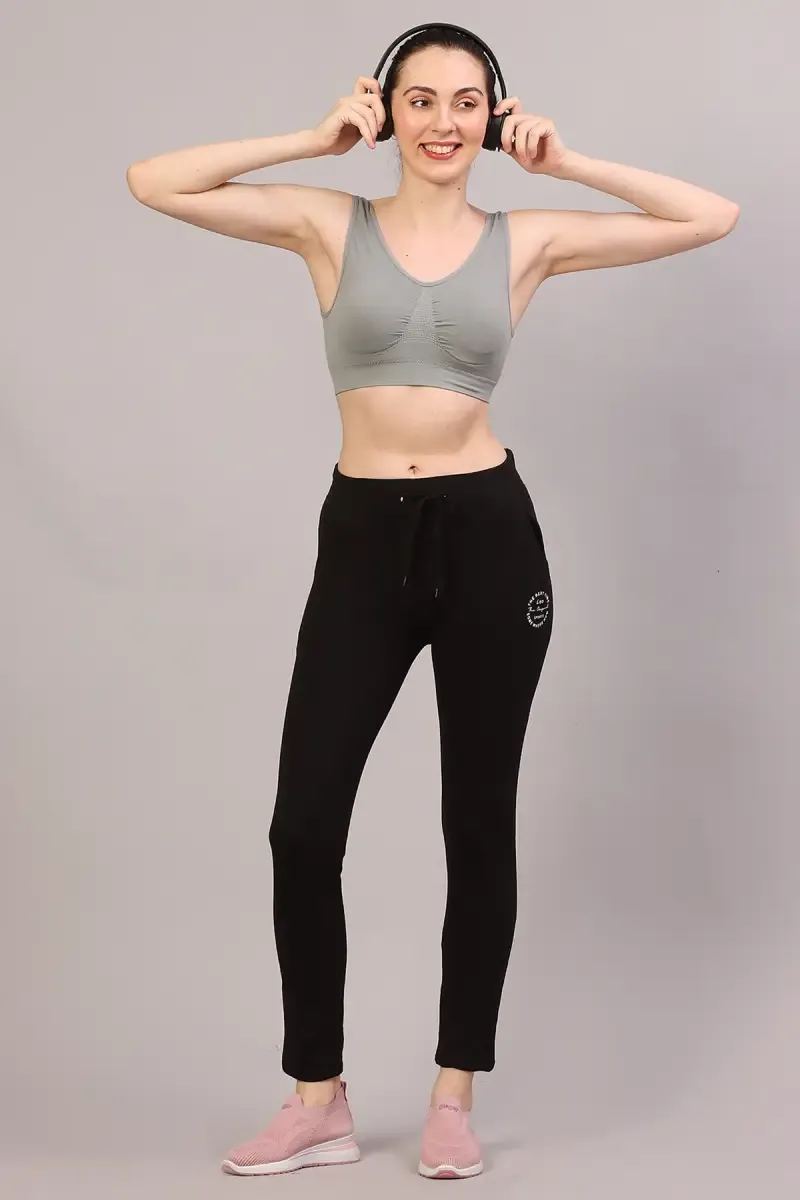 Women's Cotton Lycra Solid Track Pant 019089XXLBLA