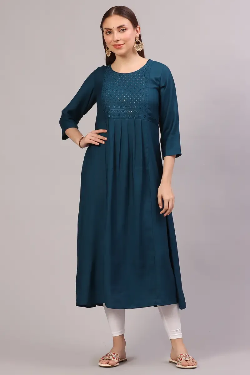 Cotton Flex Sequined Kurti for Women  019123XXLTEA