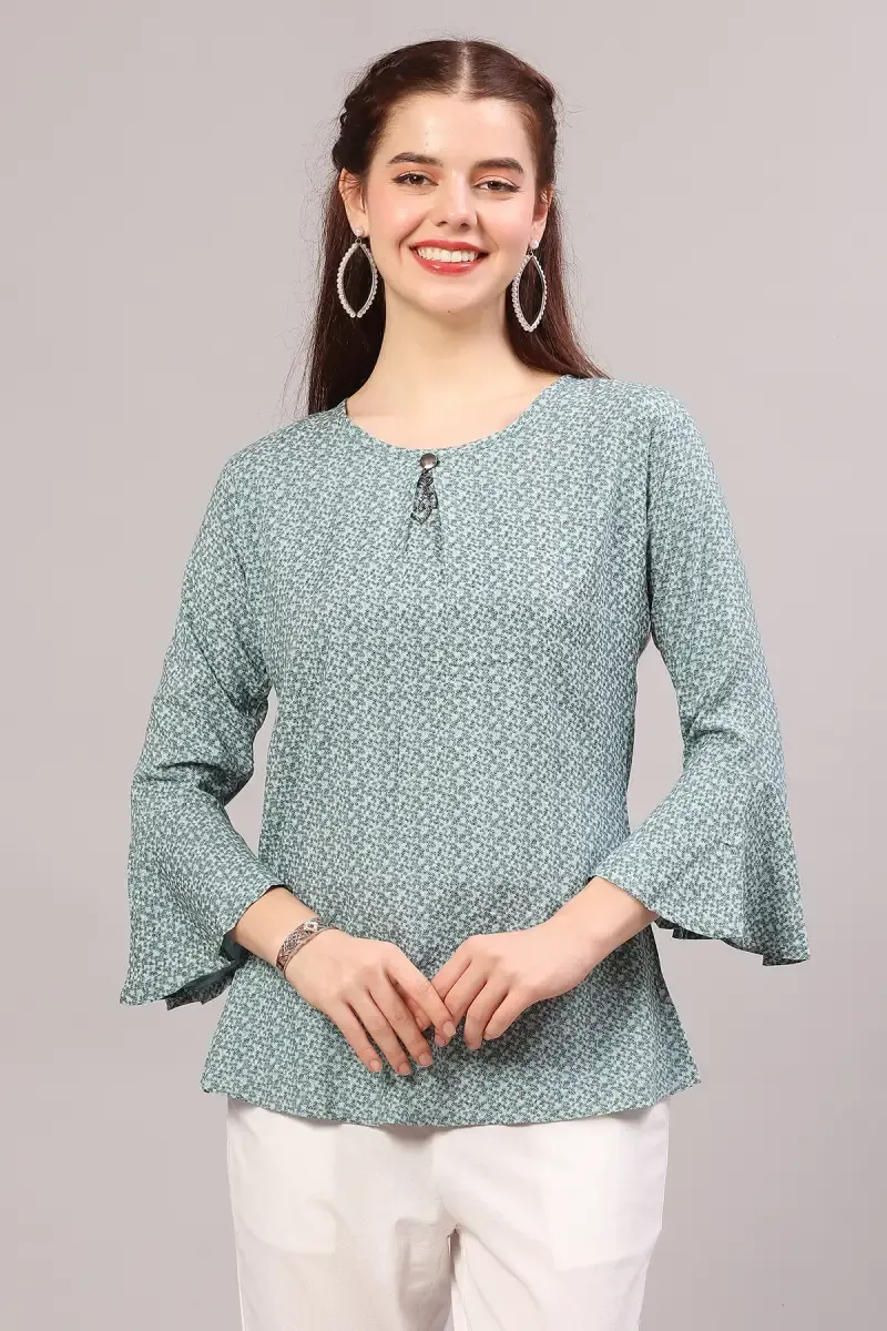 Rayon Abstract Print Tunic Top for Women