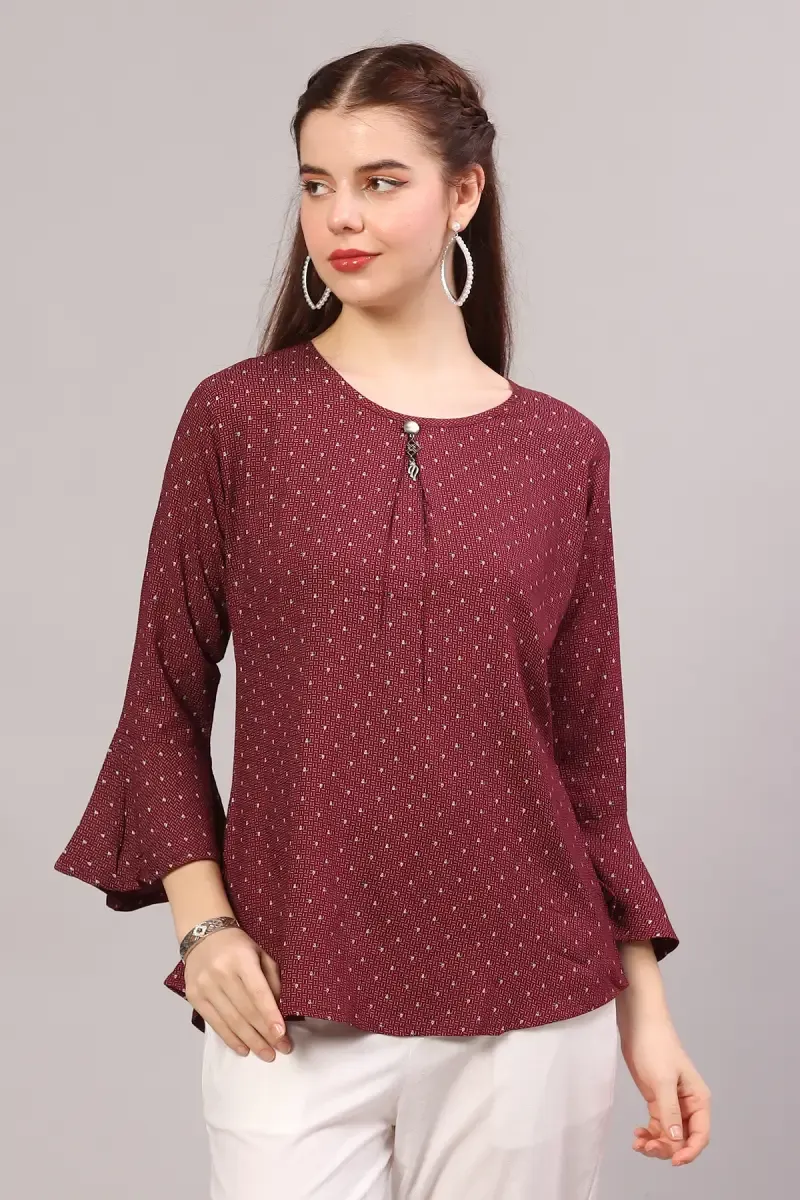 Rayon Printed Top for Women 019137LMAR