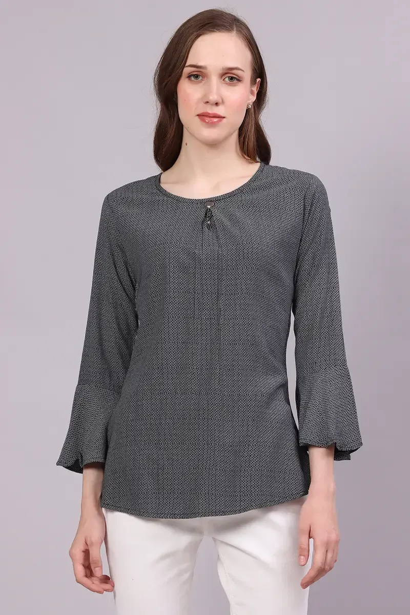 Rayon Printed Tunic Top for Women 019139XLNAVBLU