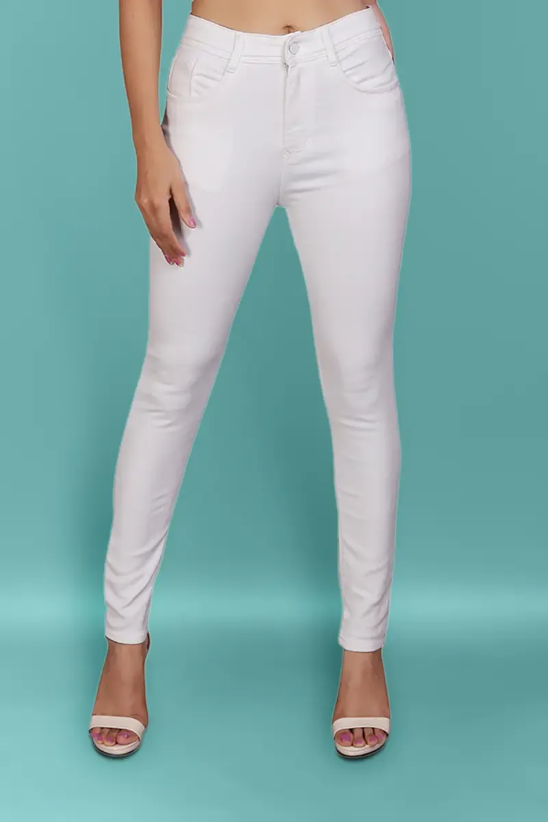 Women Denim Solid High Rise Jeans 01914136WHI