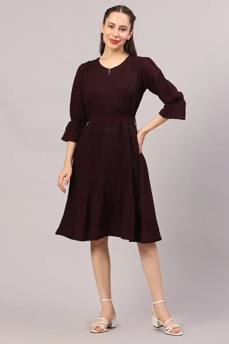 Women's Georgette Solid Midi Dress 019148WINL