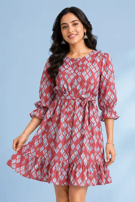 Women's Polyester Abstract Print Western Dress