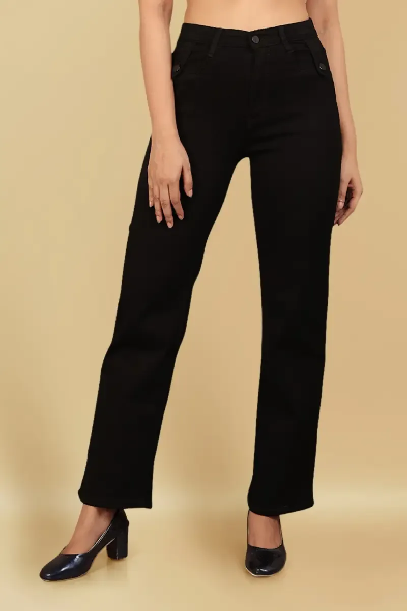 Denim Solid Mid Rise Jeans for Women
