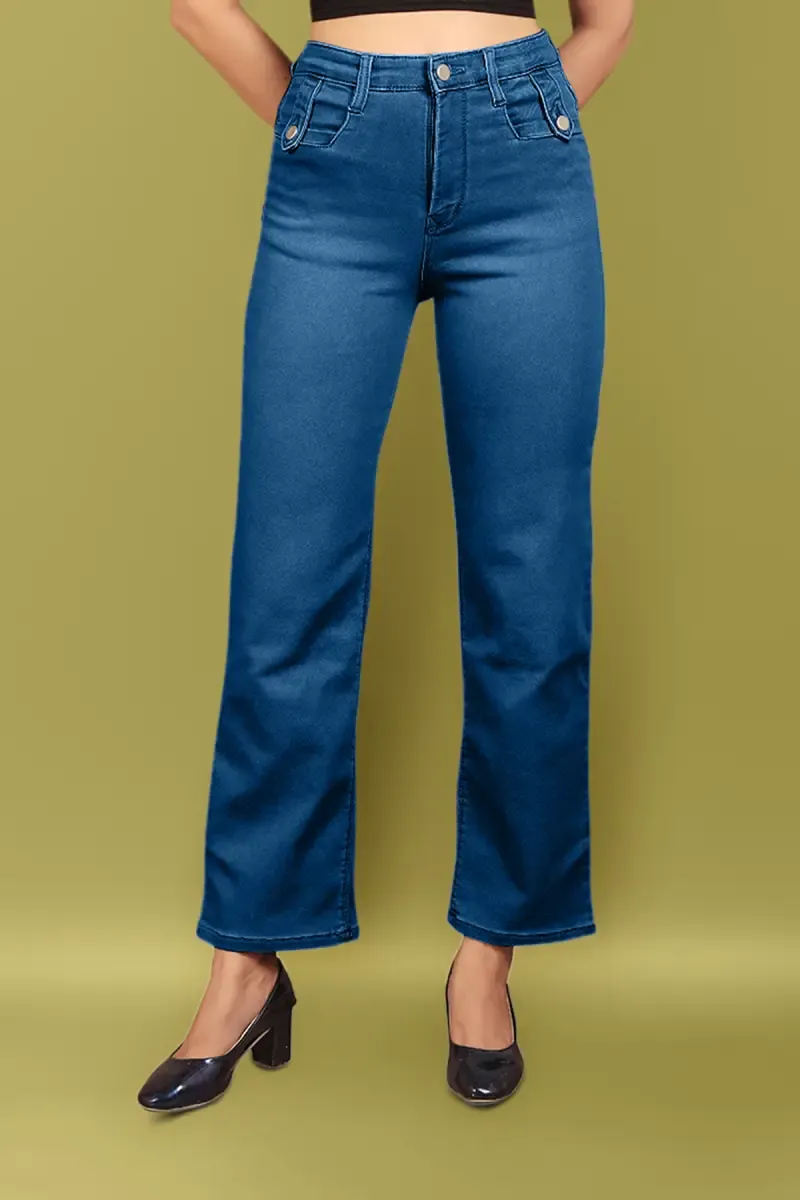 Denim Solid Mid Rise Jeans for Women 01917036DARBLU