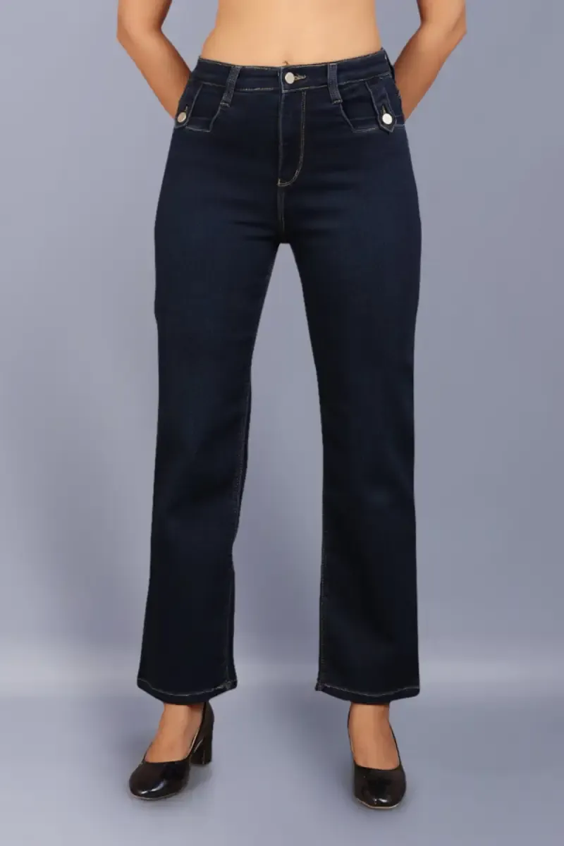 Denim Solid Mid Rise Jeans for Women