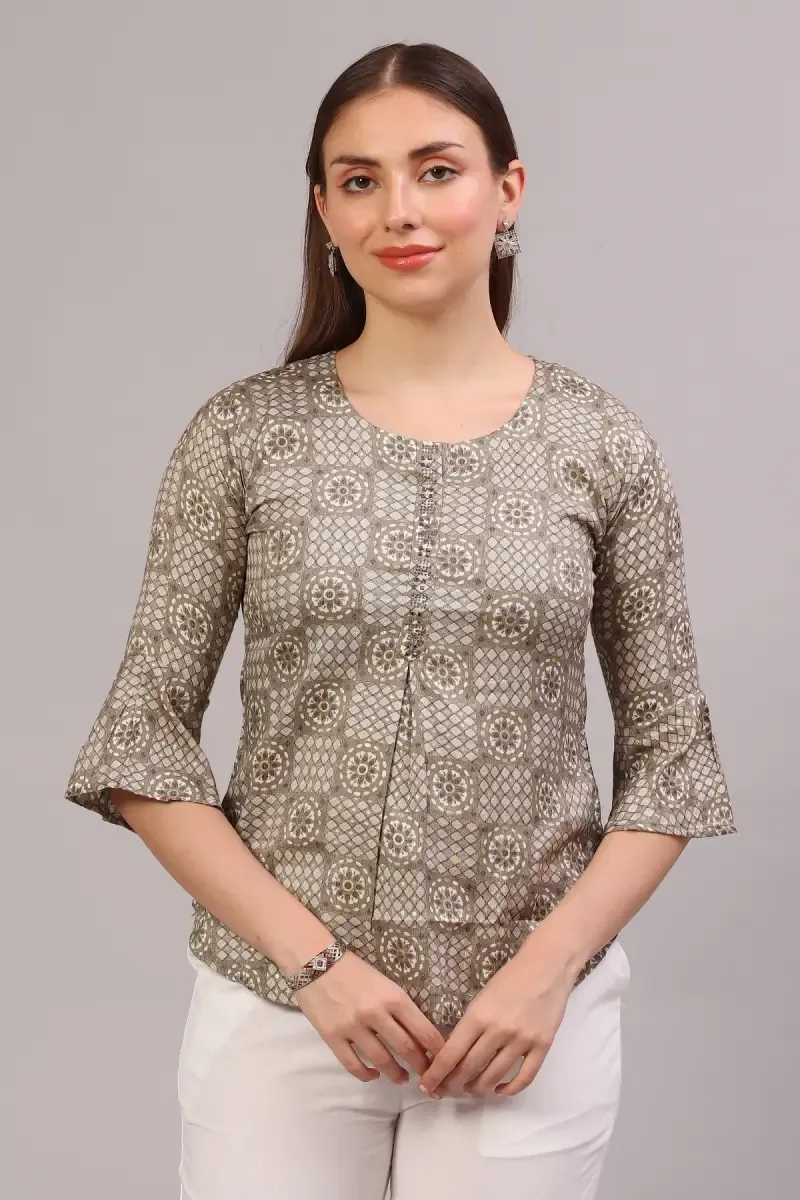 Rayon Abstract Printed Top for Women 019180XLOLI