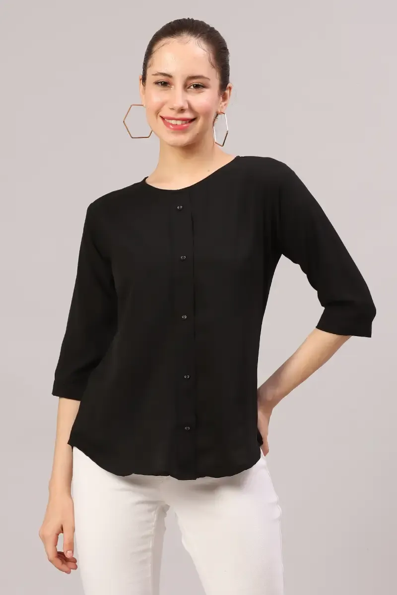 Georgette Solid Top for Women 019182XLBLA