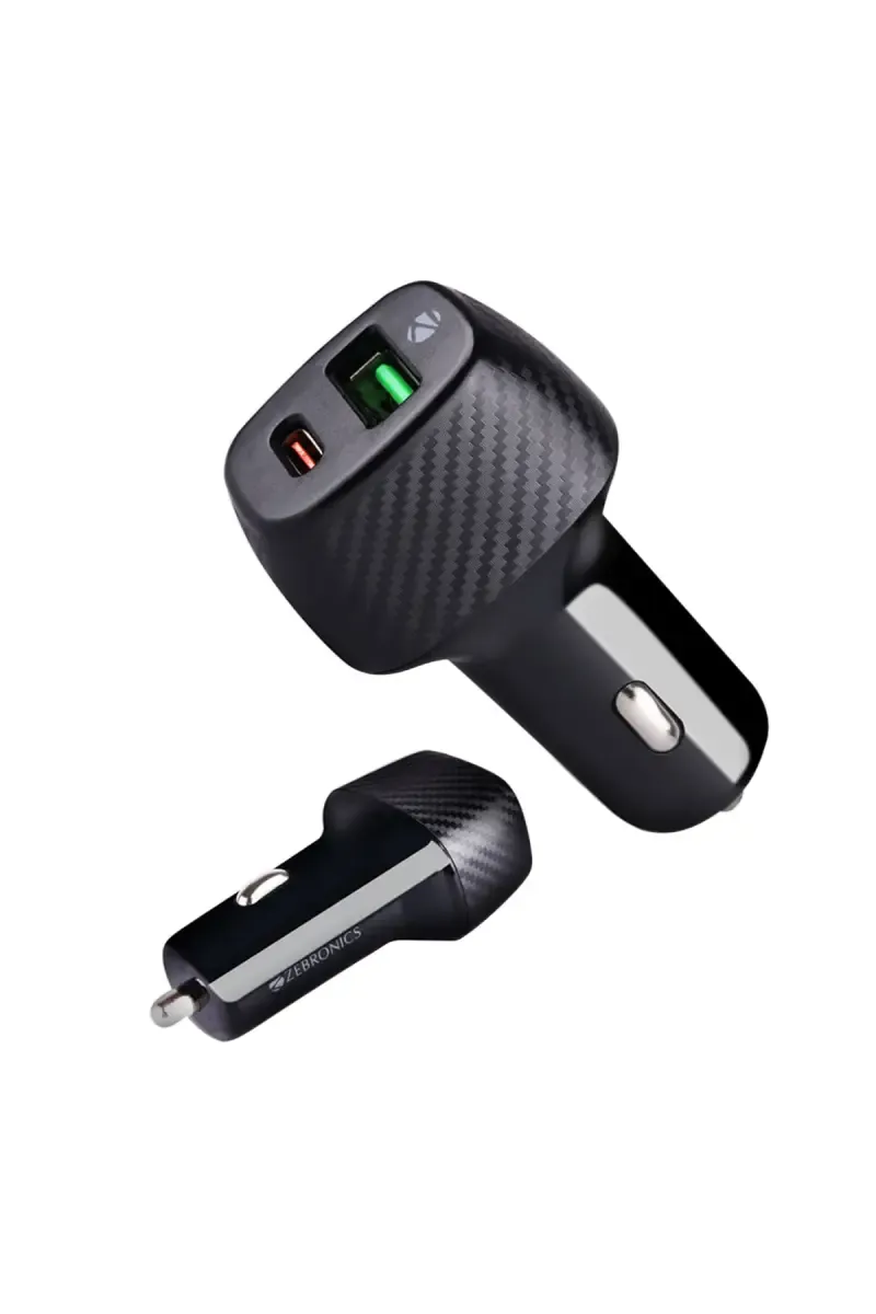 Zebronics CC48 48 W Dual Output Port Car Charger Adapter For Smartphones & Tablets (Black)