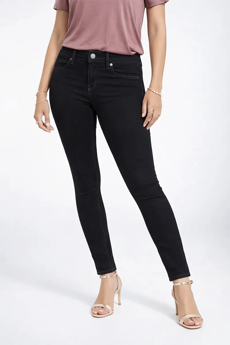 Denim Solid Mid Rise Jeans for Women