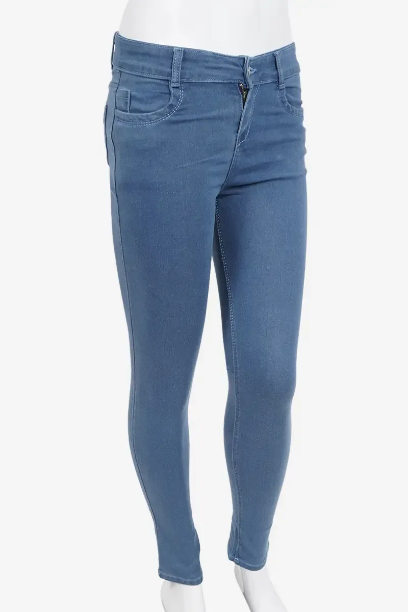 Denim Solid Mid Rise Jeans for Women