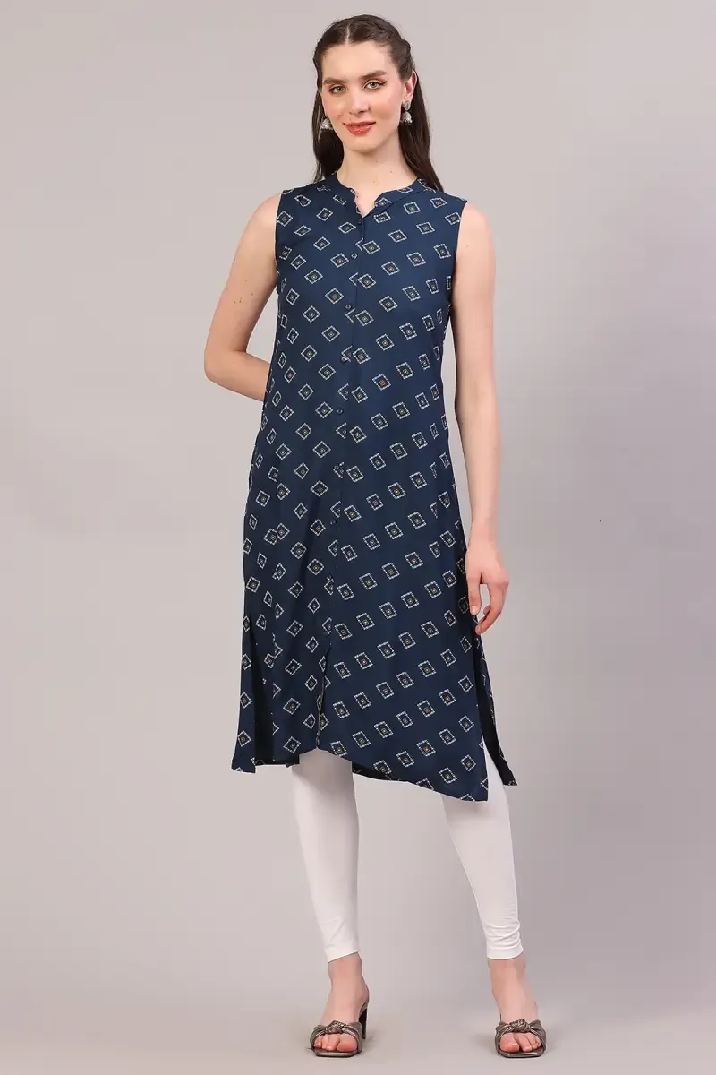 Rayon Printed Kurti for Women  019251MTEA