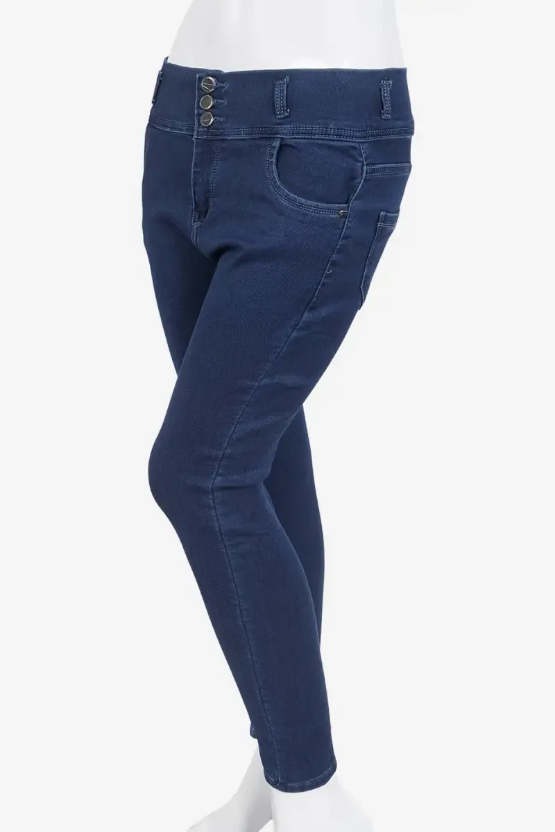 Denim Mid Rise Solid Jeans for Women 01928030BLU