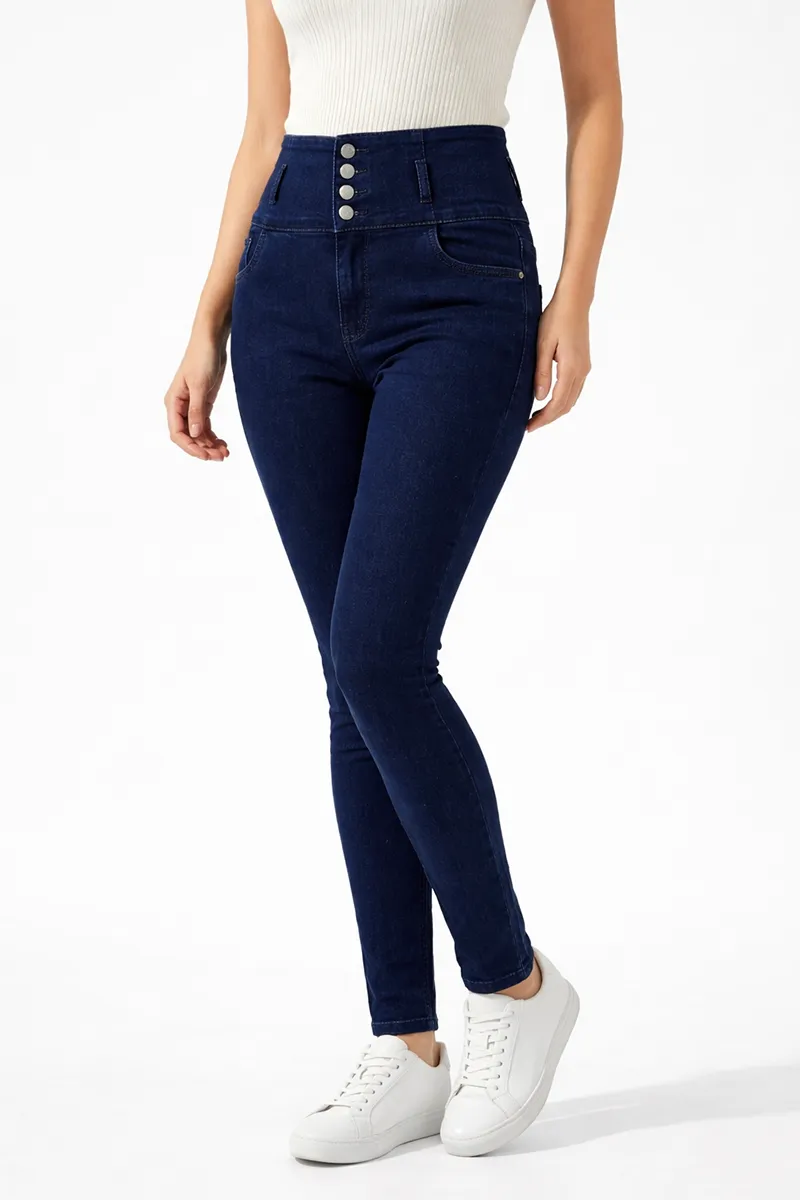 Denim Mid Rise Solid Jeans for Women 01928030INKBLU