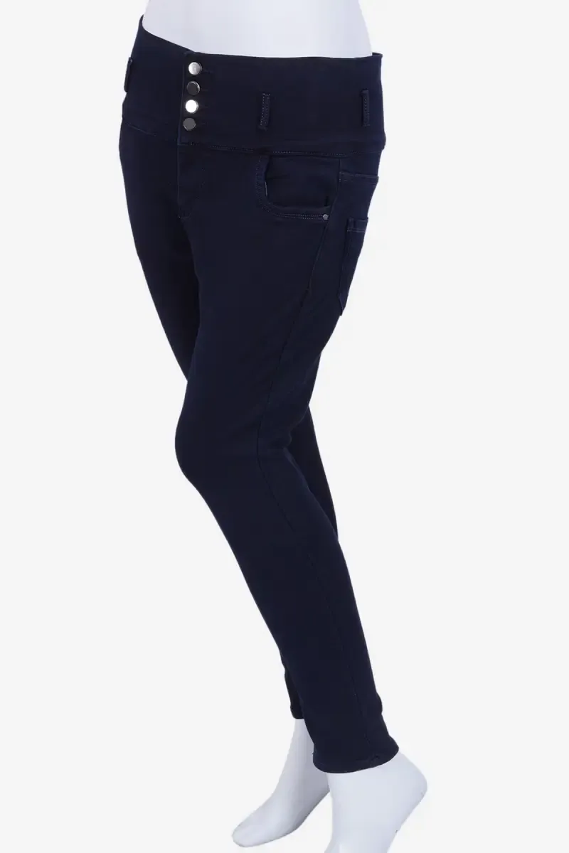 Denim Mid Rise Solid Jeans for Women 01928030INKBLU