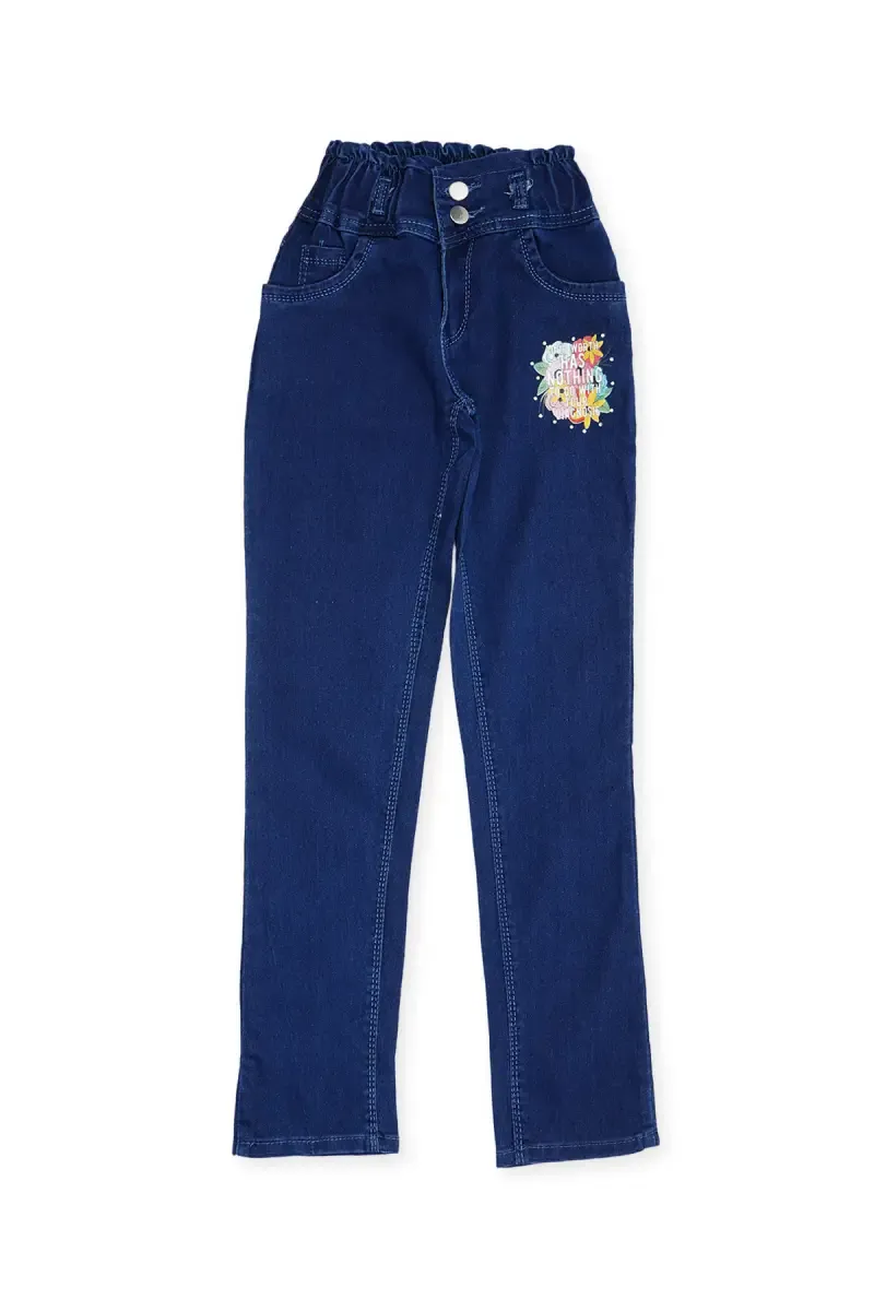 Girl's Denim Solid Mid Rise Jeans