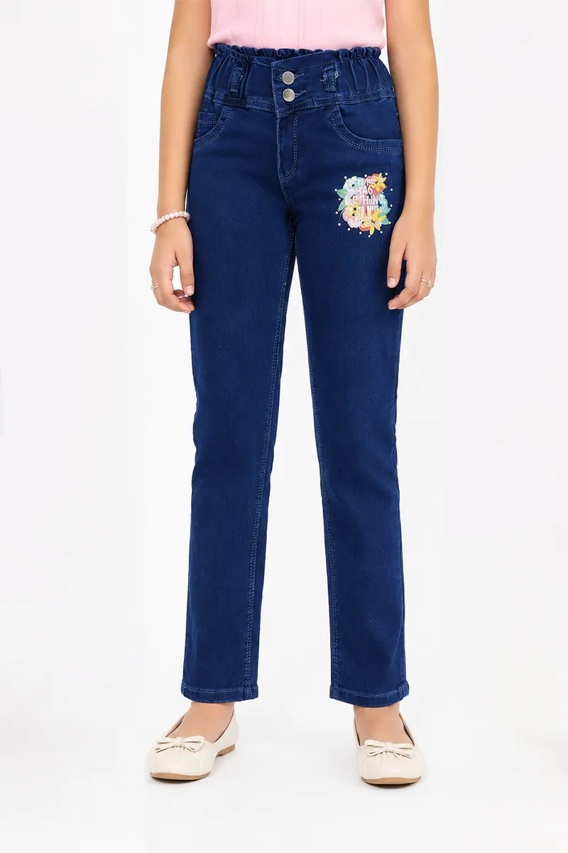 Girl's Denim Solid Mid Rise Jeans