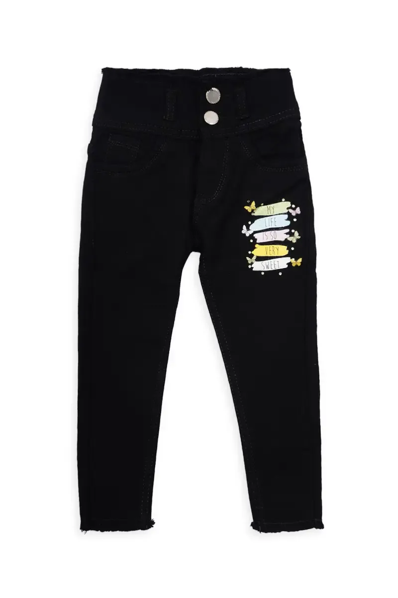 Girl's Denim Solid Mid Rise Jeans