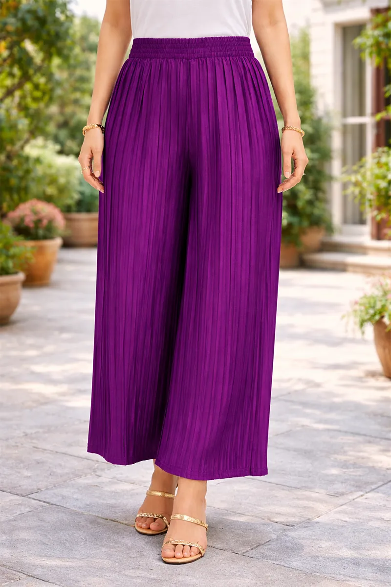 Polyester Solid Palazzos for Women  019316PURFRESIZ