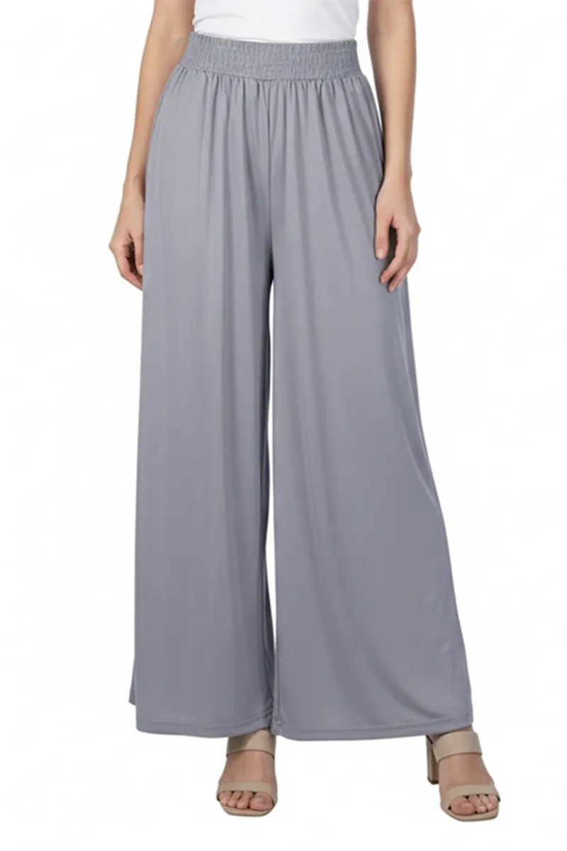 Lycra Solid Palazzos for Women  019317GREFRESIZ