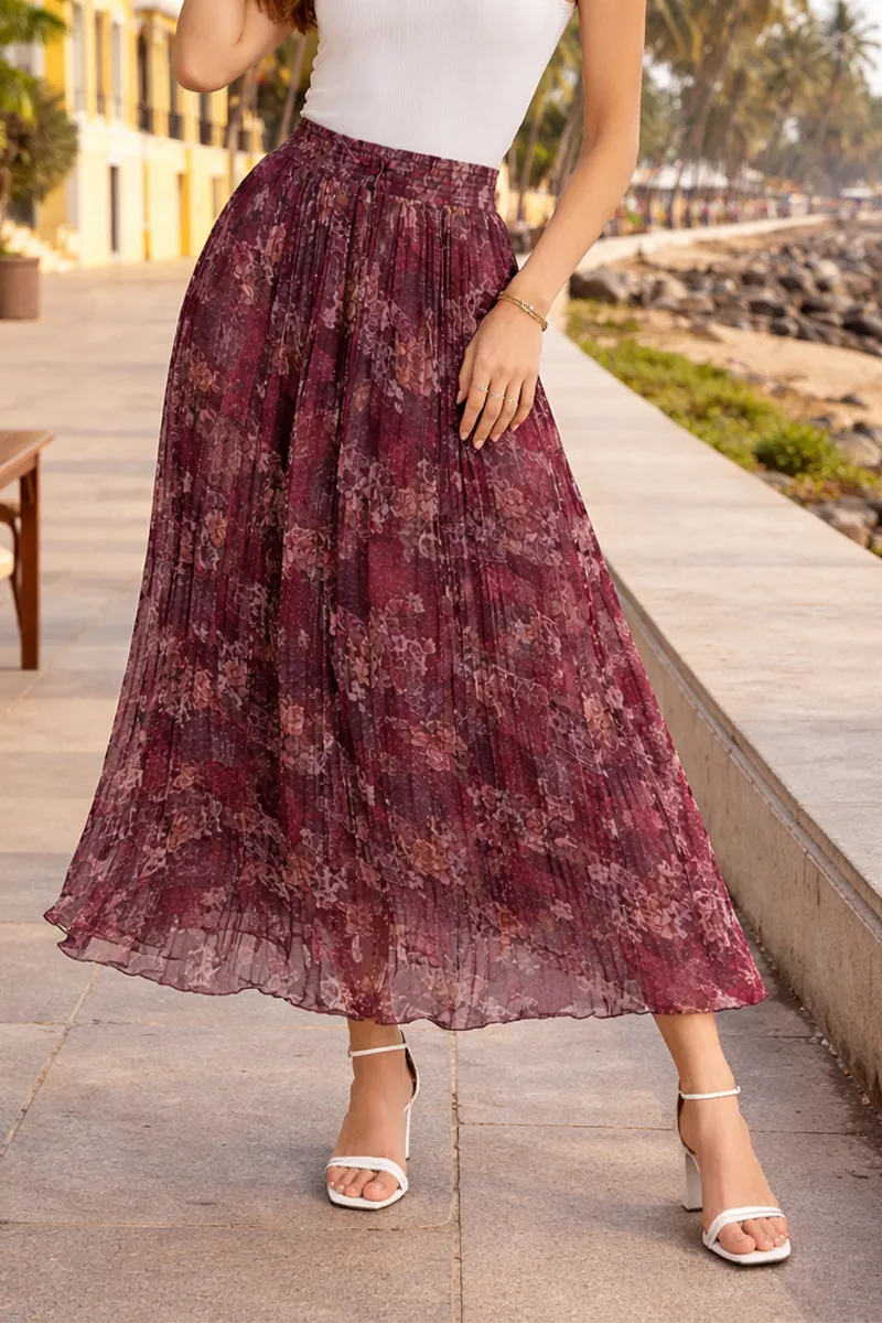 Georgette Botanical Printed Maxi Skirts for Women 019323FRESIZMAR