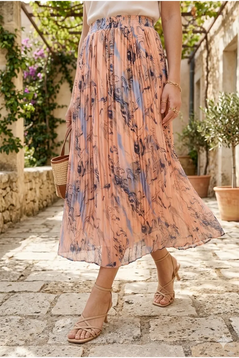 Georgette Abstract Printed Maxi Skirt for Women 019325FRESIZBEI