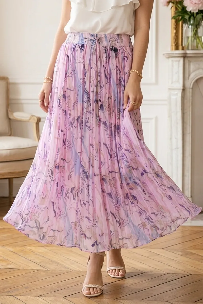 Georgette Abstract Printed Maxi Skirt for Women 019325FRESIZPIN