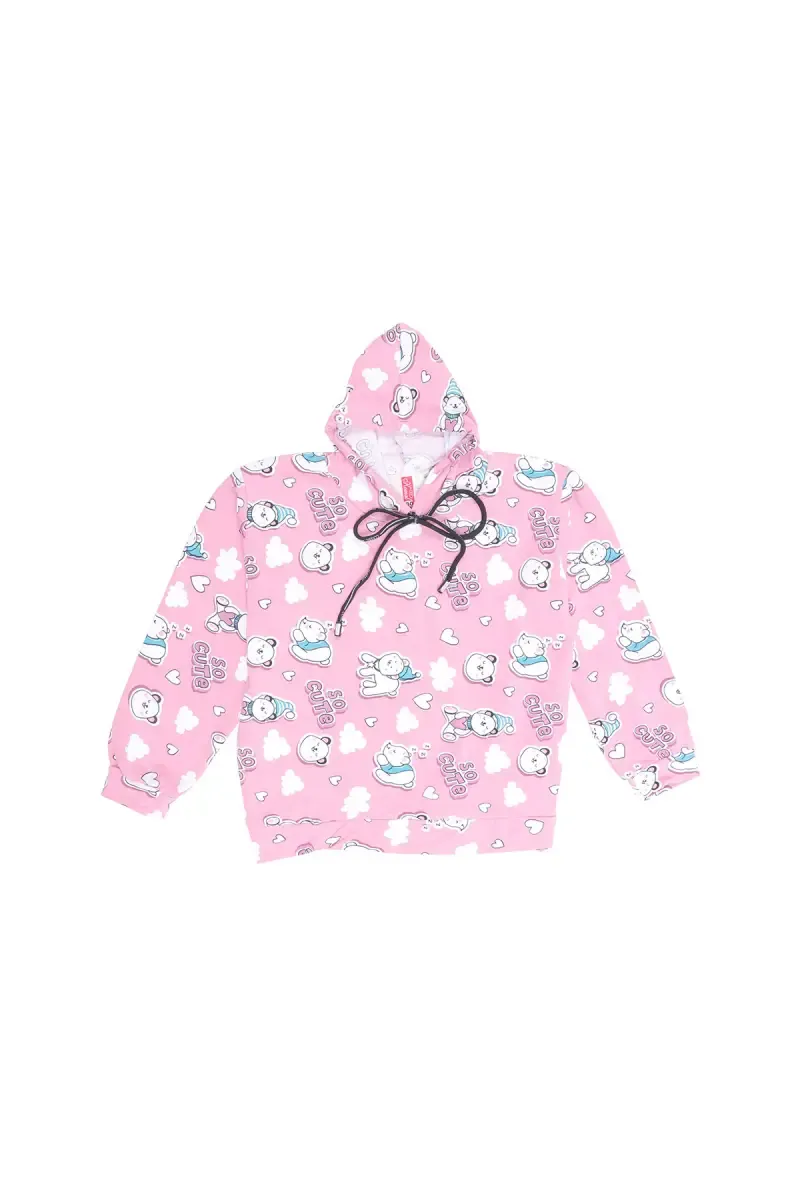 Girl's Lycra Printed Hoodie 019330PIN1516YRS