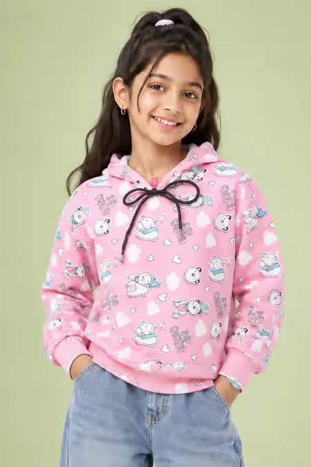 Girl's Lycra Printed Hoodie