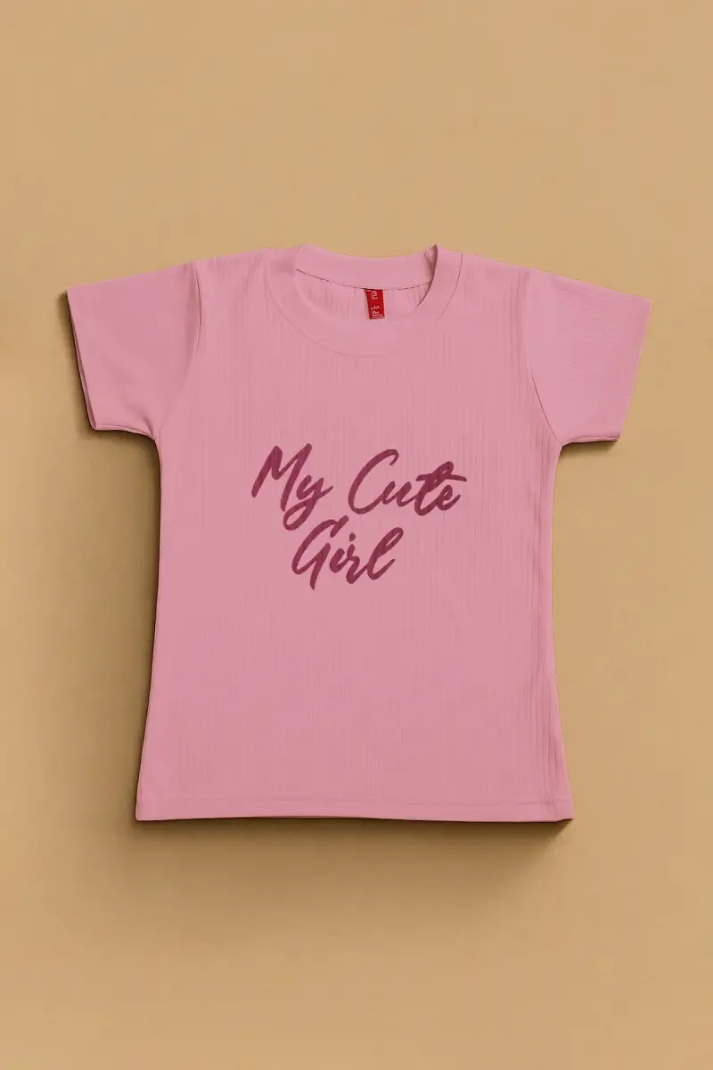 Girl's Lycra Printed Regular T-Shirt 0193451112YRSDUSPIN