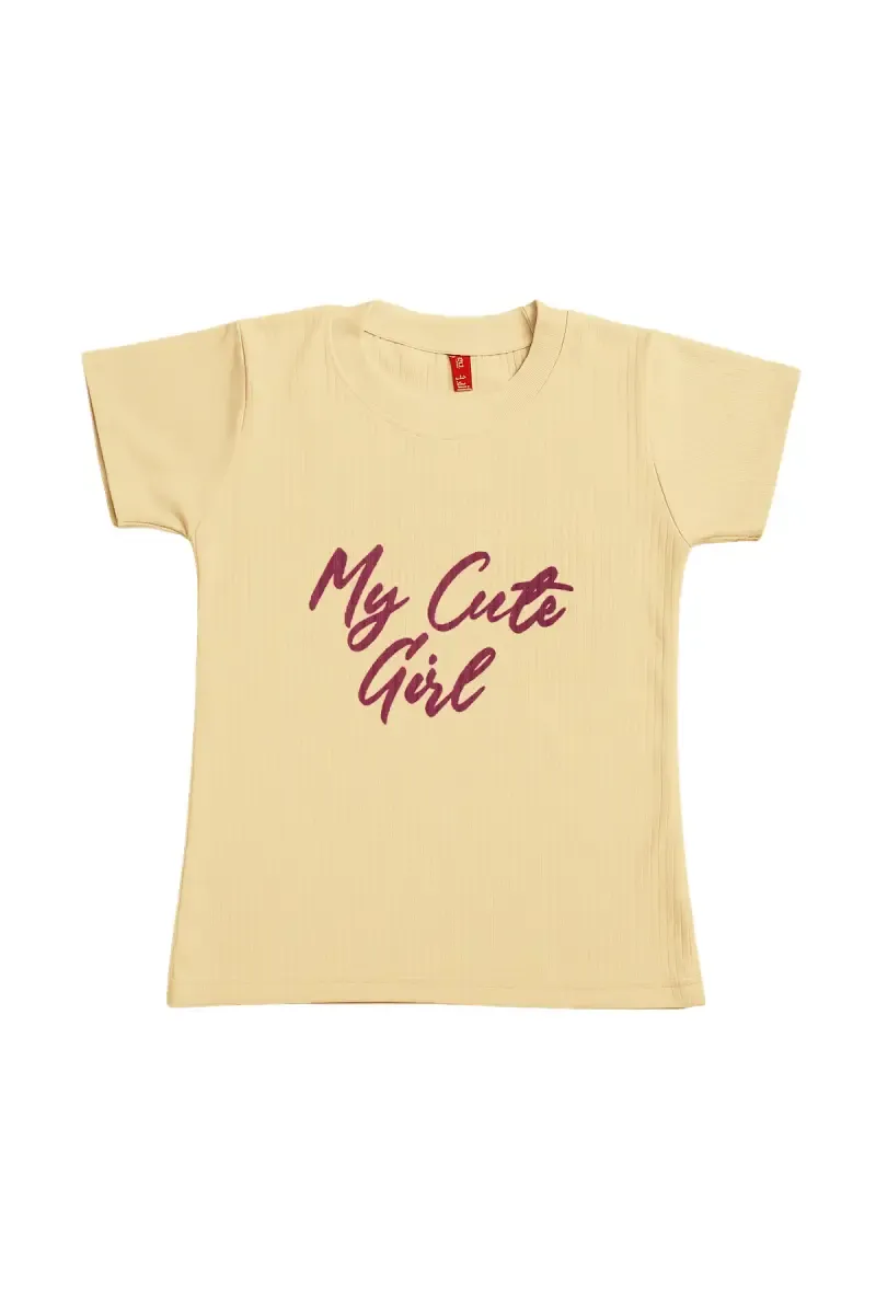Girl's Lycra Printed Regular T-Shirt 0193451112YRSYEL