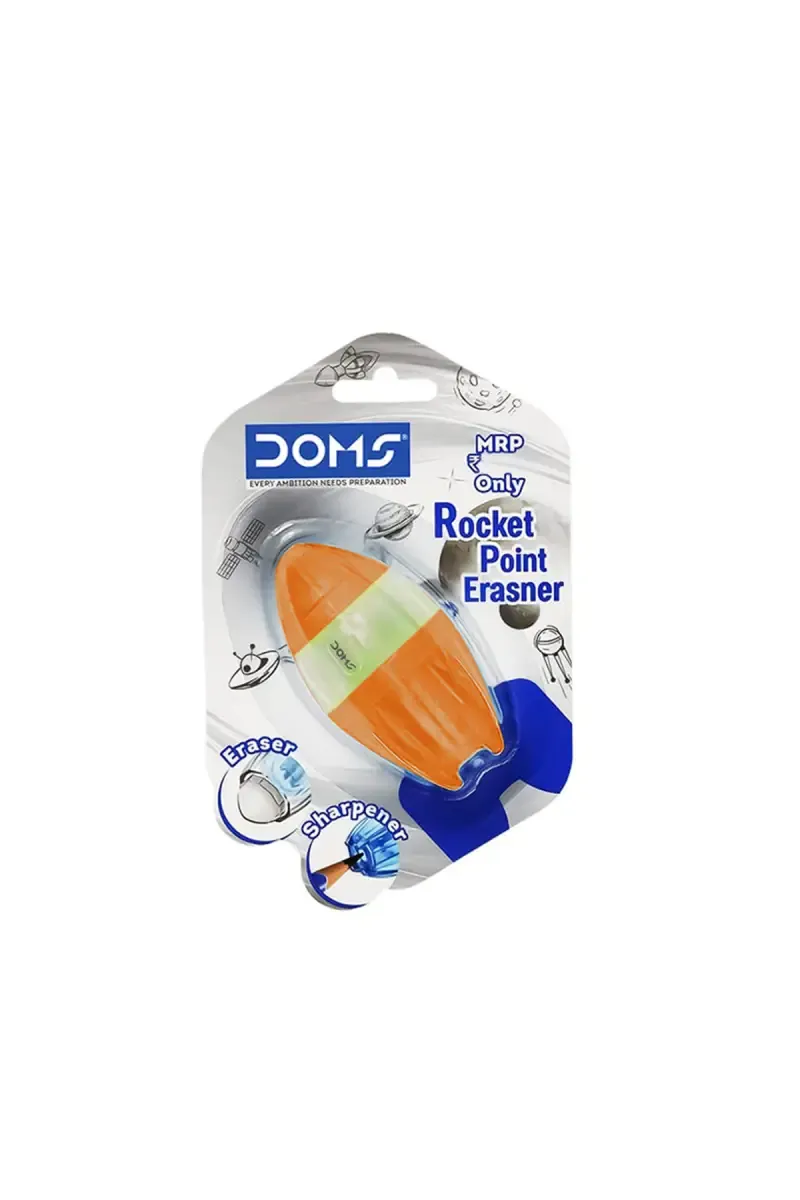 Doms Rocket Point Sharpener with Eraser, Orange - 1 Pc