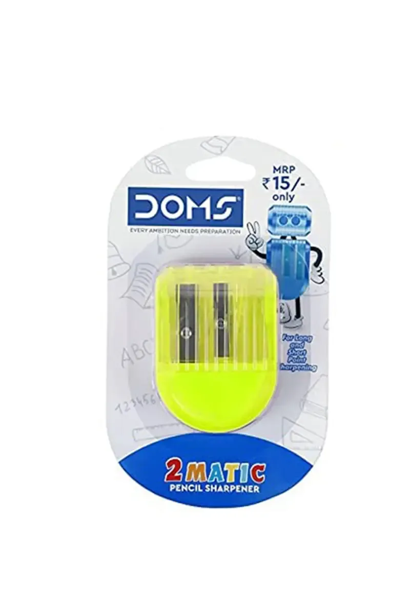 Doms 2 Matic Pencil Sharpener (Yellow) - Pack Of  1