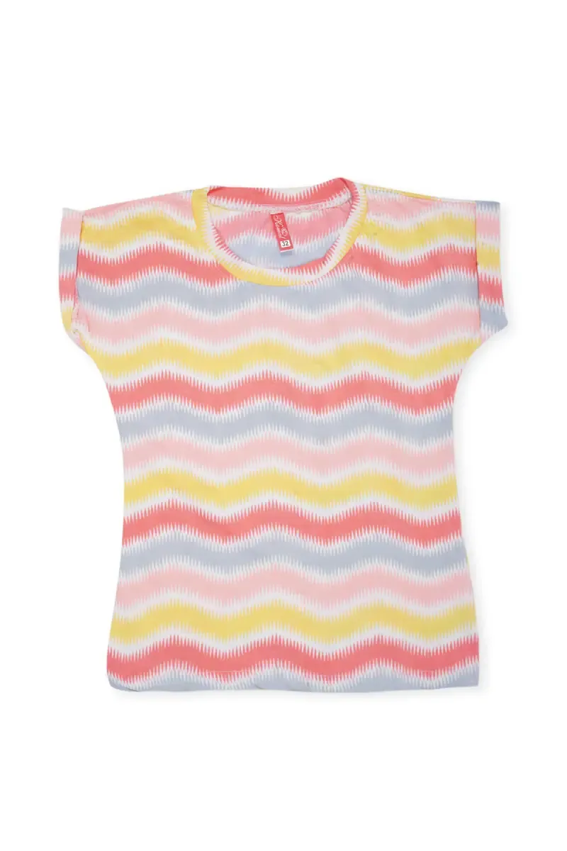 Girl's Lycra Chevron Printed T-Shirt  0193851112YRSPEA