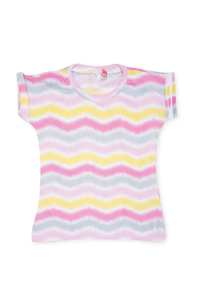 Girl's Lycra Chevron Printed T-Shirt  0193851112YRSPIN