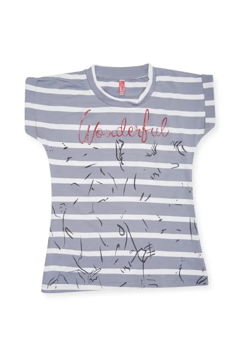 Girl's Lycra Striped T-Shirt  0194061314YRSGRE