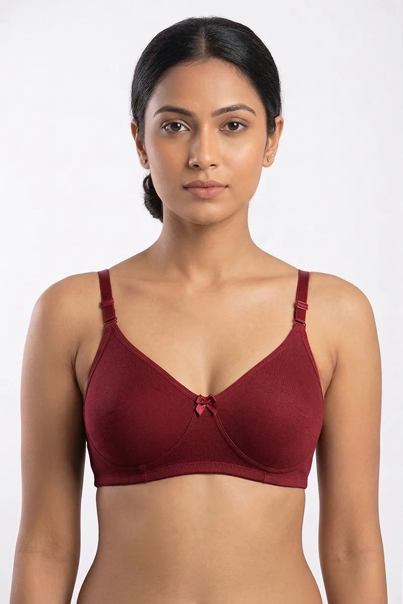 Cotton Blend Non Padded Bra for Women 019498MAR40