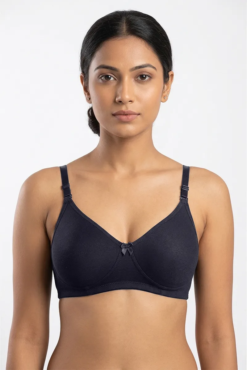 Cotton Blend Non Padded Bra for Women 019498NAVBLU40