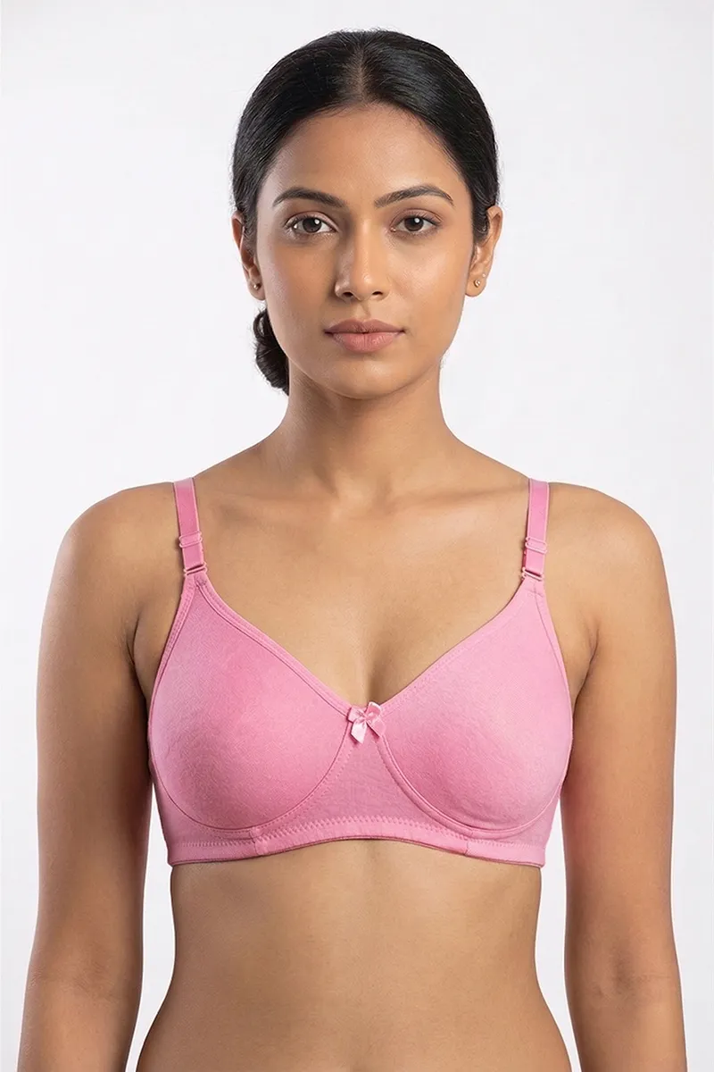 Cotton Blend Non Padded Bra for Women 019498PIN40