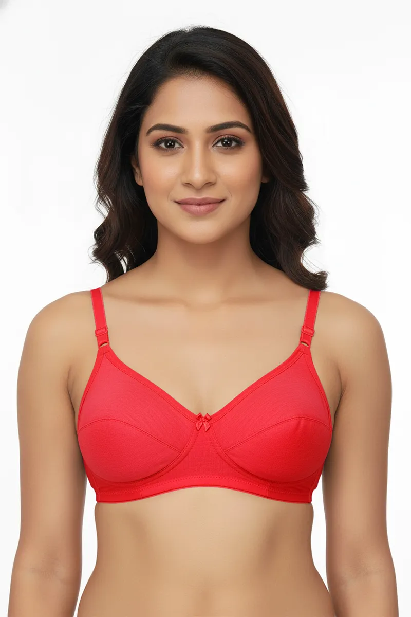 Cotton Blend Non Padded Bra for Women 019499RED34