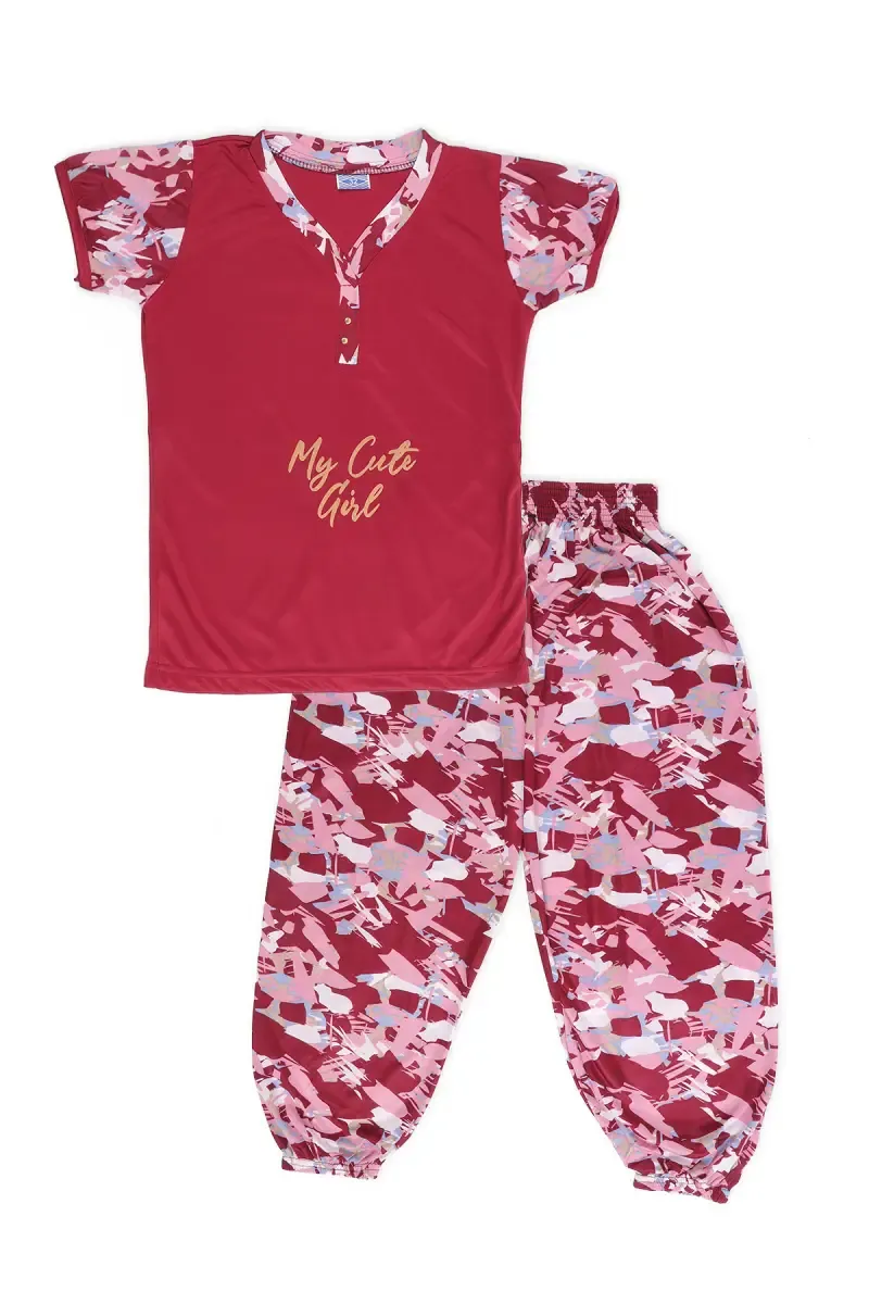 Girl's Polyester Printed Pyjama Set  019501MAR1314YRS