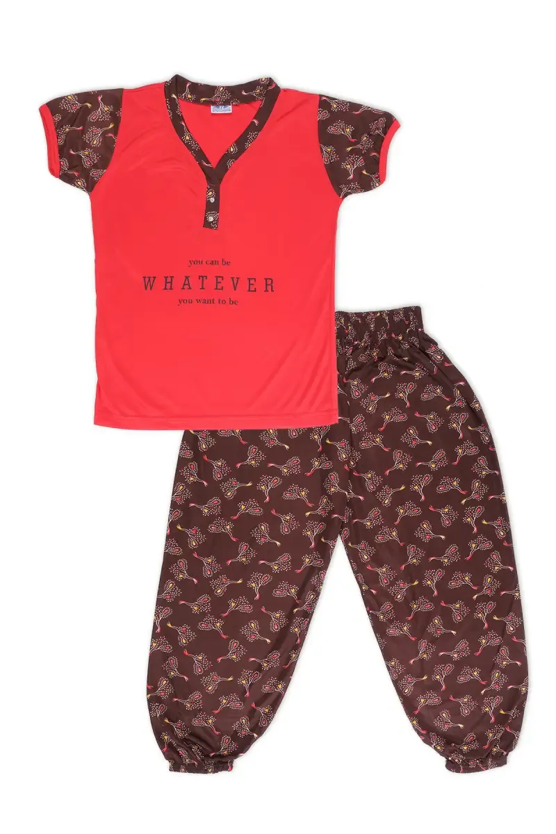 Polyester Printed Pyjama Set for Girls 019502RED1617YRS