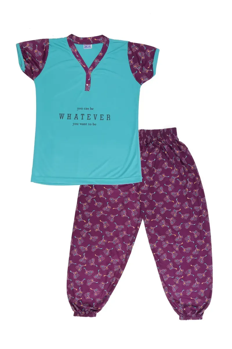 Polyester Printed Pyjama Set for Girls 019502TEA1314YRS