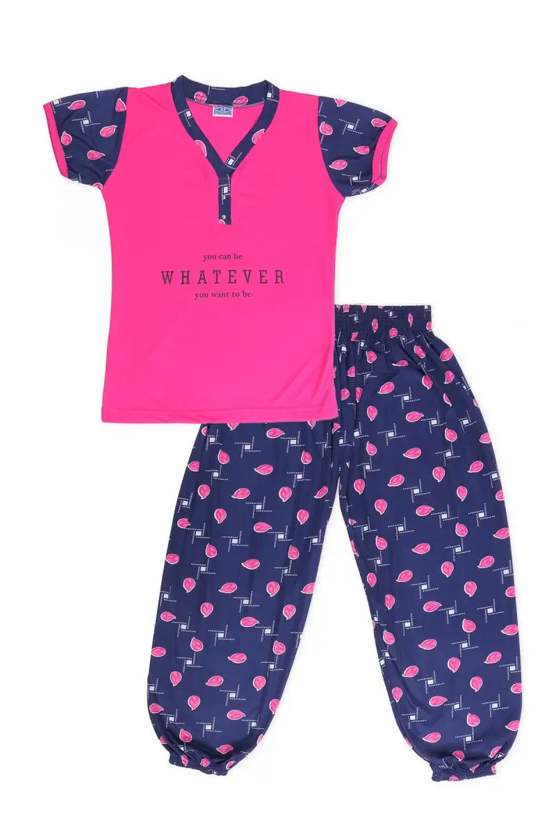 Polyester Printed Pyjama Set for Girls 019503PIN1516YRS