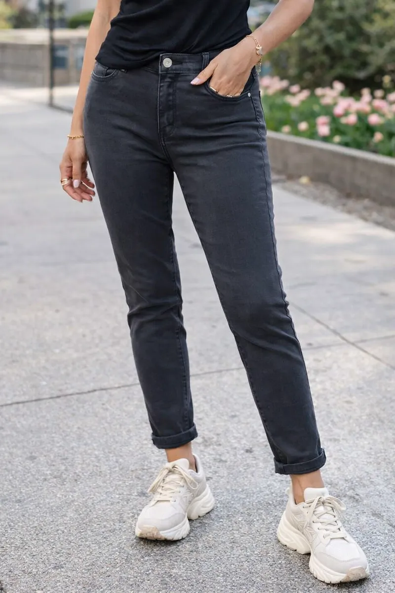 Solid Mid Rise Denim Jeans for Women 01951236GRE