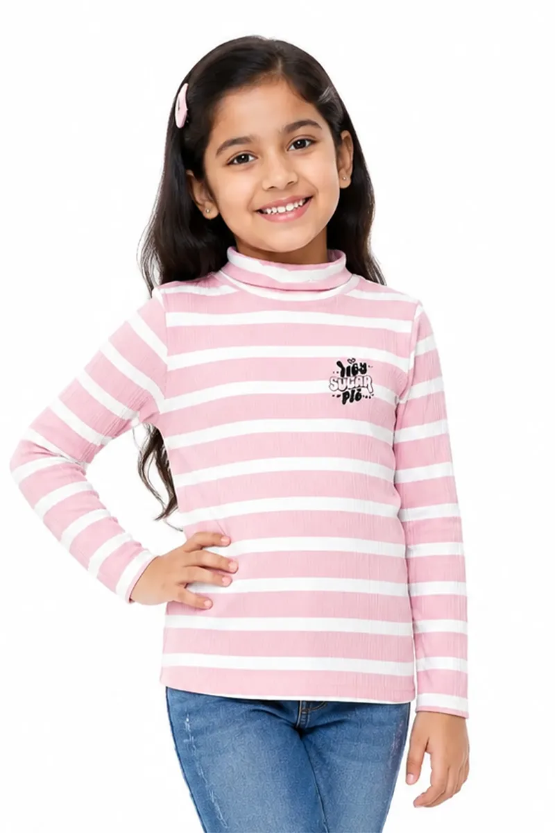 Lycra Striped Full Sleeve T-Shirt for Girls 0195431516YRSDUSPIN