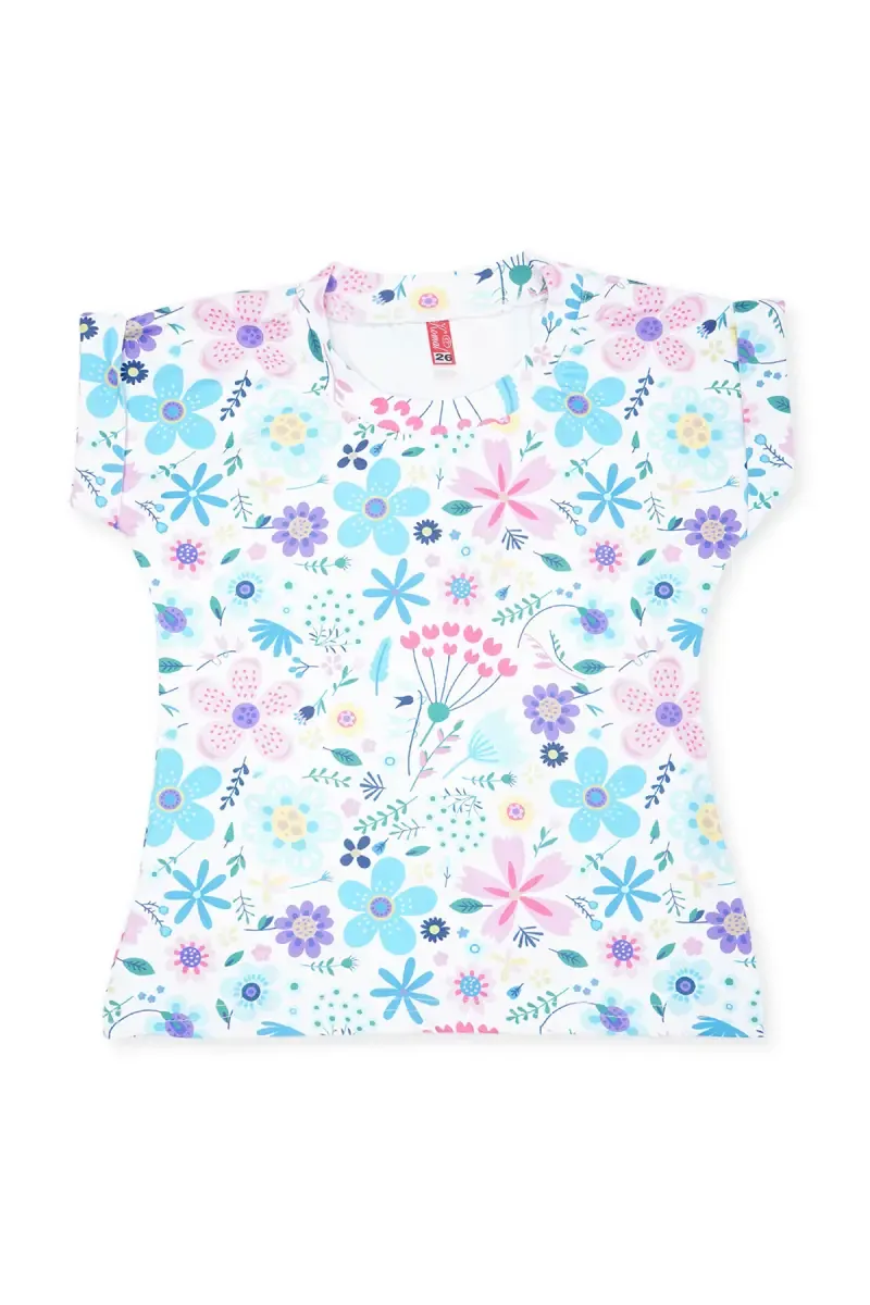 Lycra Floral Printed Casual T-Shirt for Girls 0195561516YRSWHI