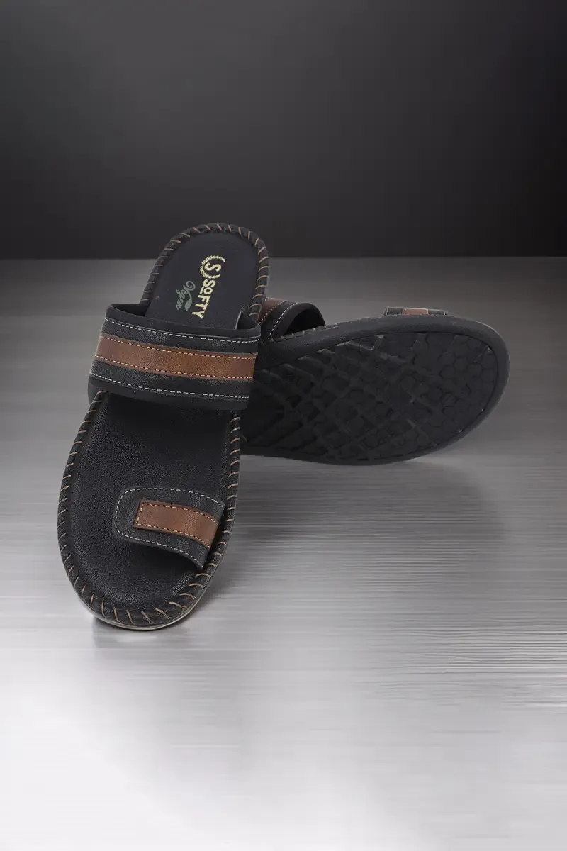 Synthetic Leather Slip-On Slippers for Men