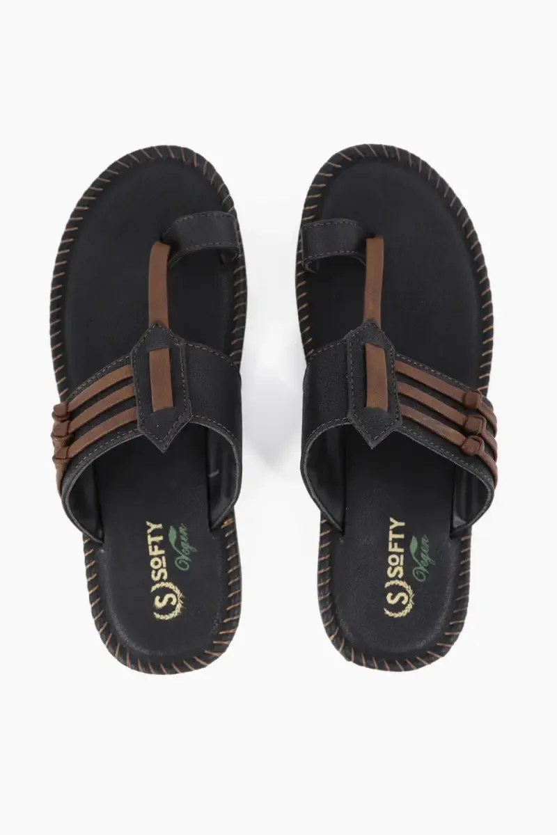 Synthetic Leather Slip-On Slippers for Men